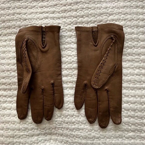 Italian Tan Leather Driving Gloves Women’s Small Vintage - Picture 2 of 4